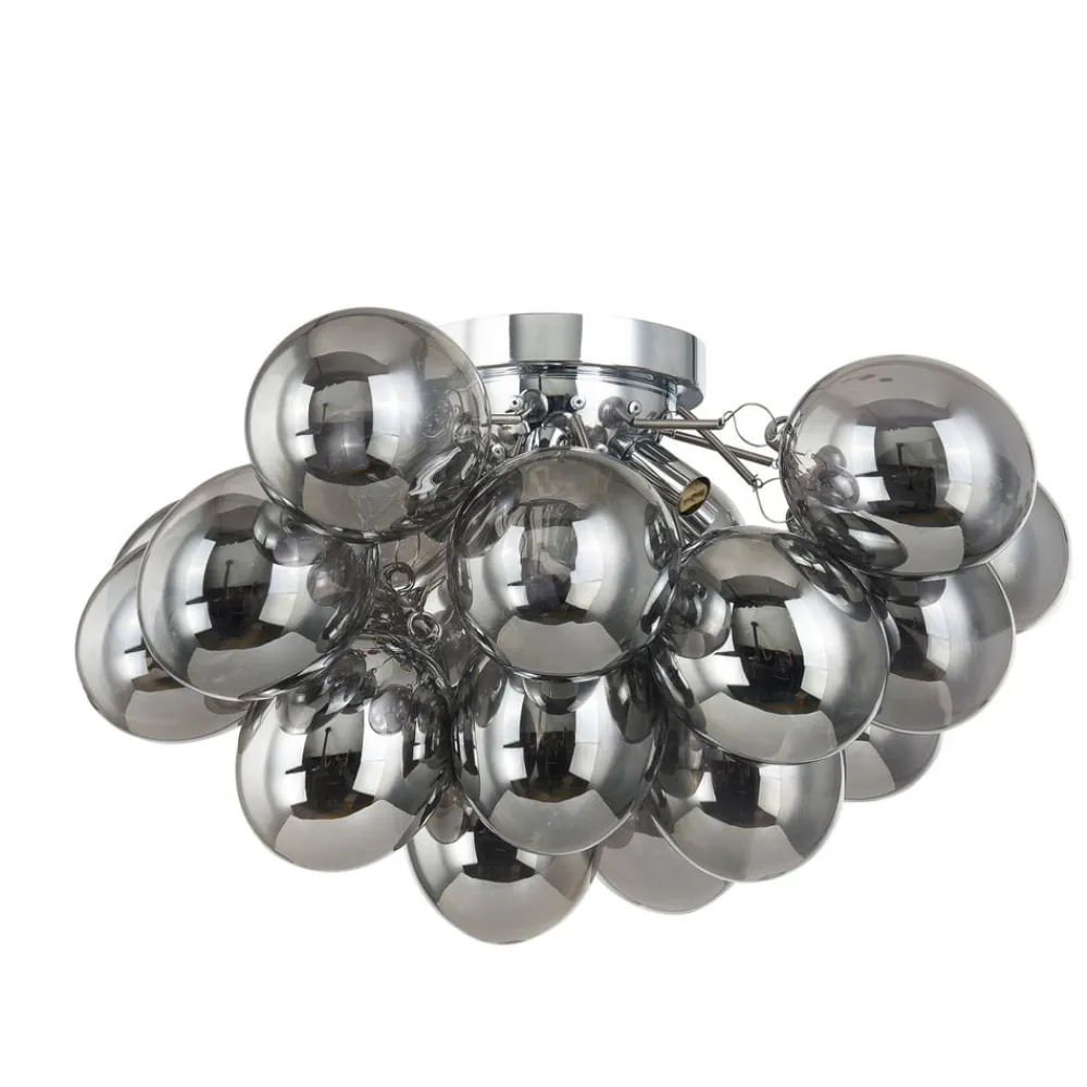Lucande Loftlamper > loftlampe Diborah, røggrå, glas, Ø 50 cm, G9