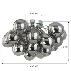 Lucande Loftlamper > loftlampe Diborah, røggrå, glas, Ø 50 cm, G9