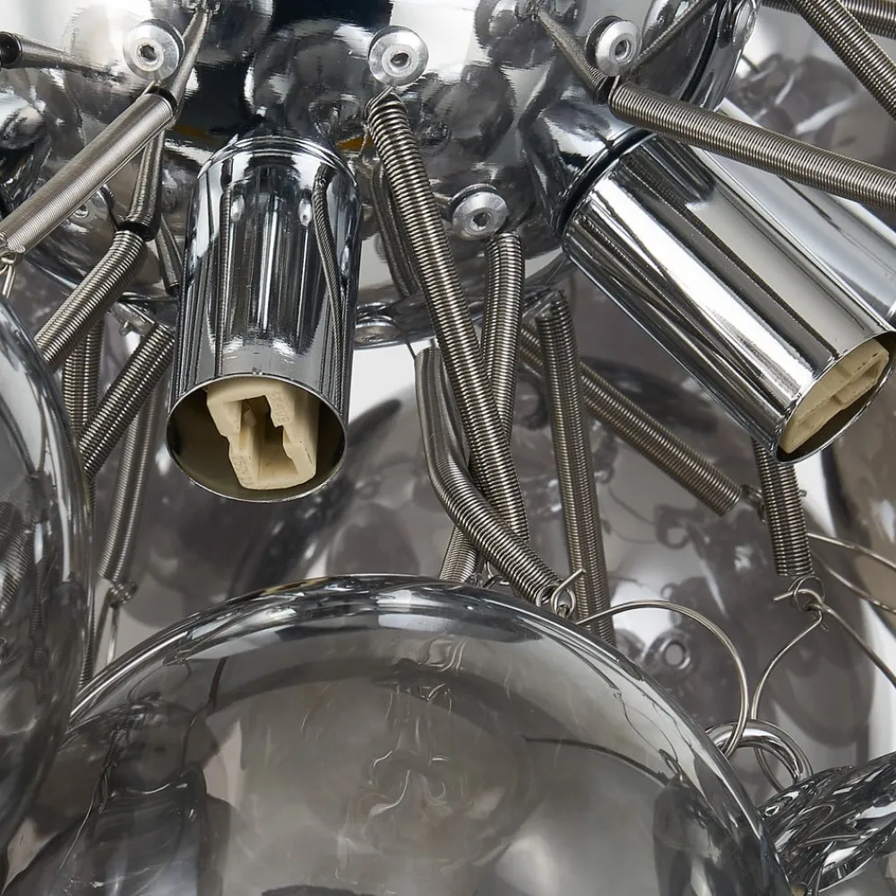 Lucande Loftlamper > loftlampe Diborah, røggrå, glas, Ø 50 cm, G9