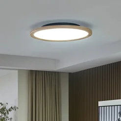 Loftlamper|Loftlamper ^ Lucande loftlampe Joren, Ø 48 cm, træ, CCT, fjernbetjening