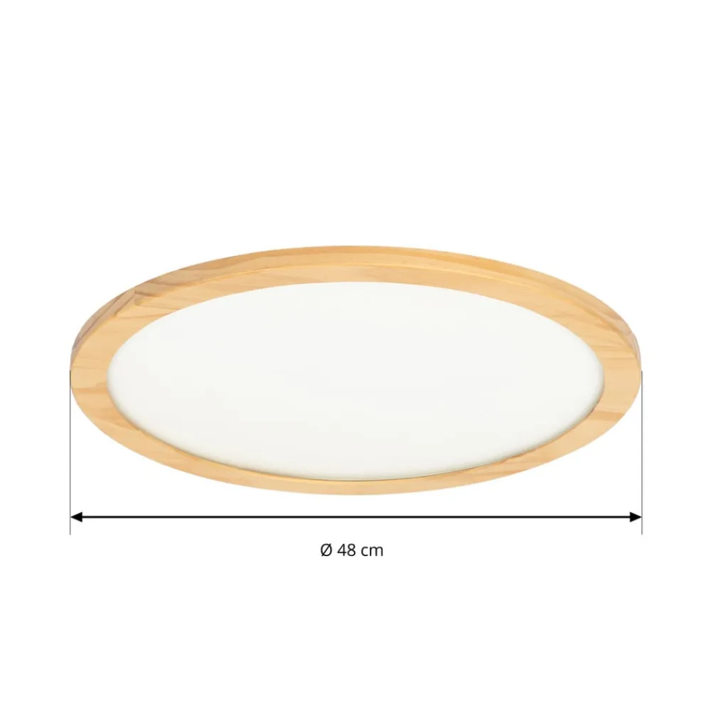 Loftlamper|Loftlamper ^ Lucande loftlampe Joren, Ø 48 cm, træ, CCT, fjernbetjening