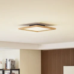 Lucande Loftlamper|Loftlamper > loftlampe Joren, 42 cm, træ, CCT, fjernbetjening