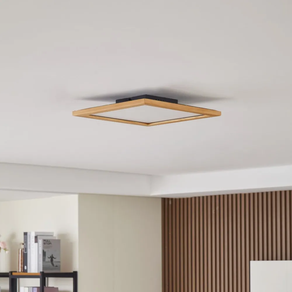 Lucande Loftlamper|Loftlamper > loftlampe Joren, 42 cm, træ, CCT, fjernbetjening