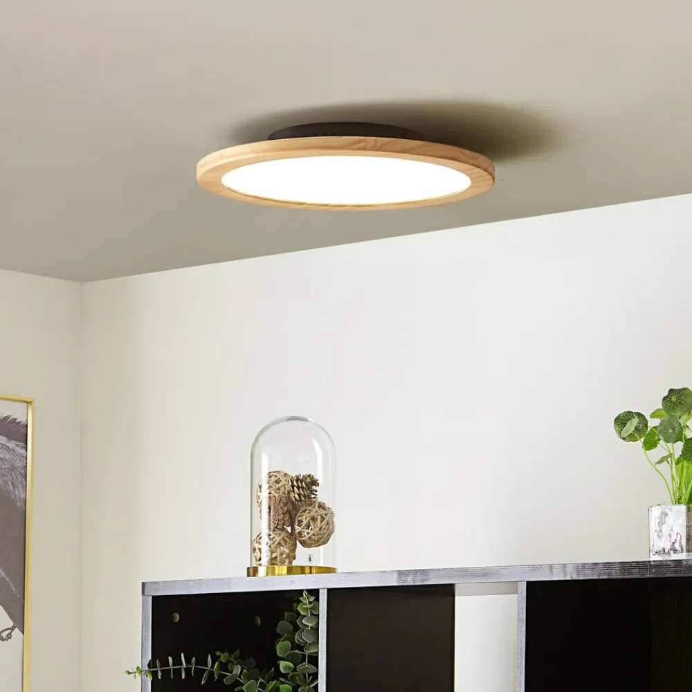 Lucande Gang|Loftlamper > loftlampe Joren, Ø 38 cm, træ, CCT, fjernbetjening