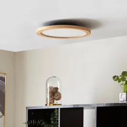 Lucande Gang|Loftlamper > loftlampe Joren, Ø 38 cm, træ, CCT, fjernbetjening