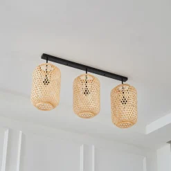 Lucande Loftlamper > loftlampe Jorick, 3 lyskilder, længde 104,5 cm, bambus