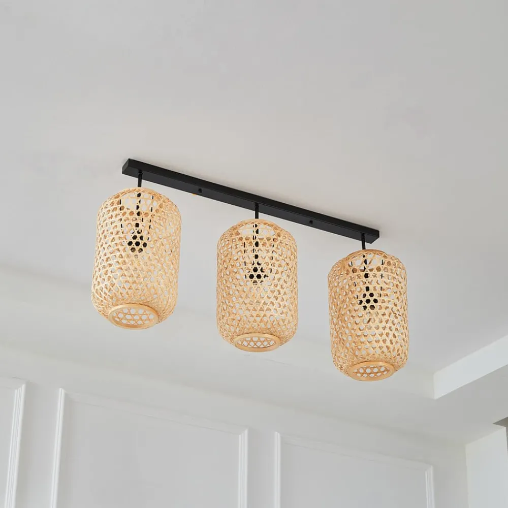 Lucande Loftlamper > loftlampe Jorick, 3 lyskilder, længde 104,5 cm, bambus