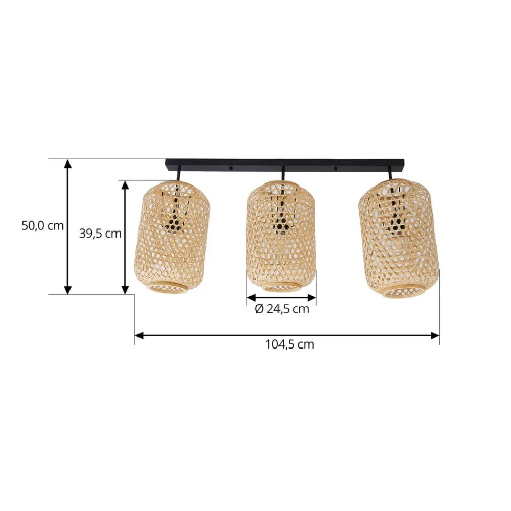 Lucande Loftlamper > loftlampe Jorick, 3 lyskilder, længde 104,5 cm, bambus