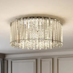 Loftlamper|Loftlamper ^ Lucande loftlampe Limana, Ø 50 cm, krom, krystal