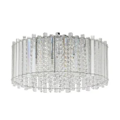 Loftlamper|Loftlamper ^ Lucande loftlampe Limana, Ø 50 cm, krom, krystal