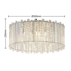 Loftlamper|Loftlamper ^ Lucande loftlampe Limana, Ø 50 cm, krom, krystal