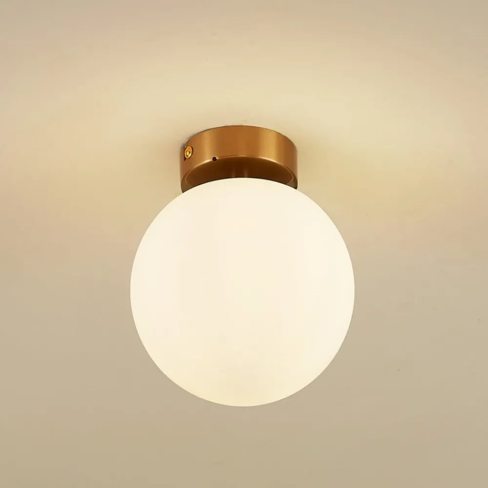 Lucande Loftlamper|Loftlamper > loftslampe Bidolo, messingfarvet, glas, 15 cm, IP44