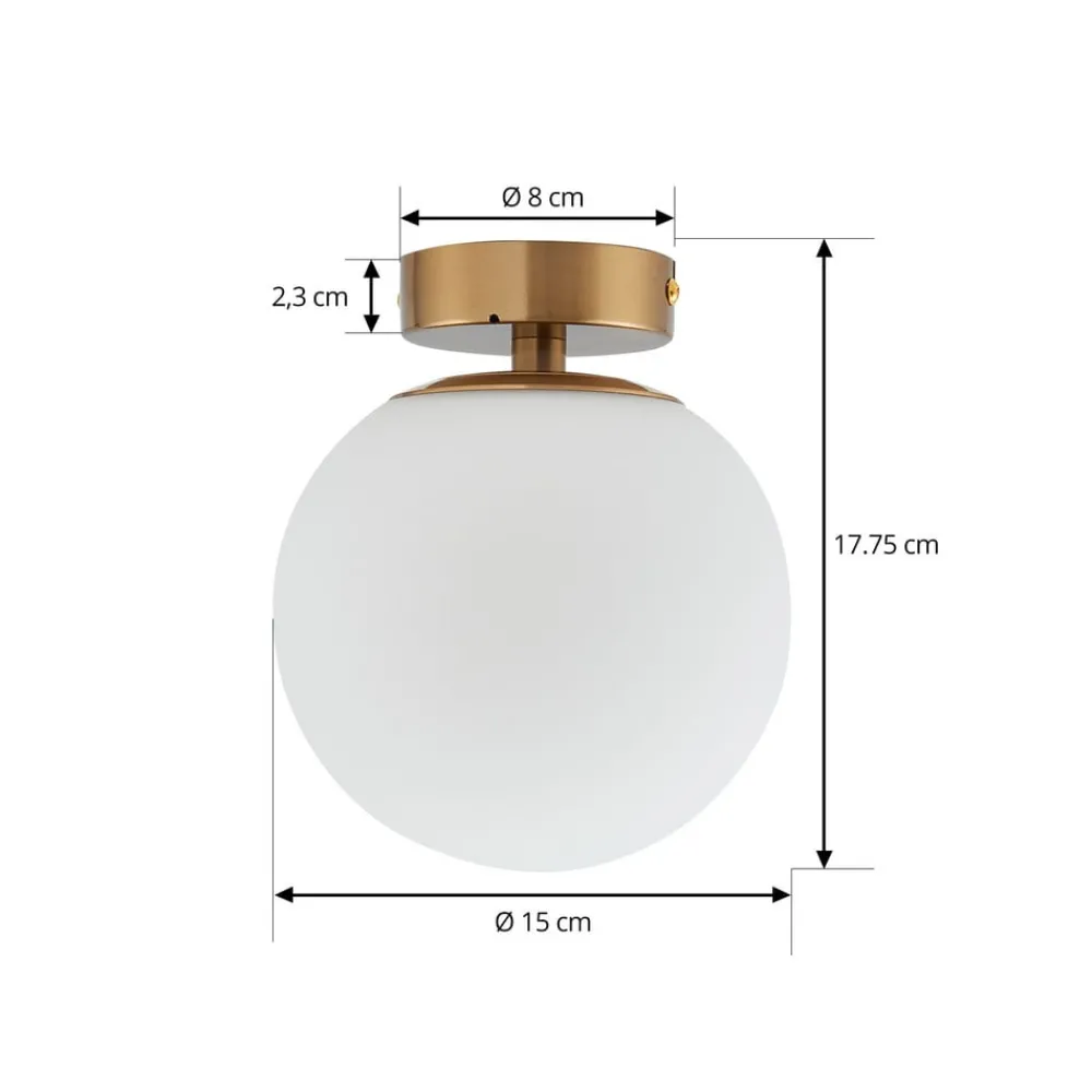 Lucande Loftlamper|Loftlamper > loftslampe Bidolo, messingfarvet, glas, 15 cm, IP44