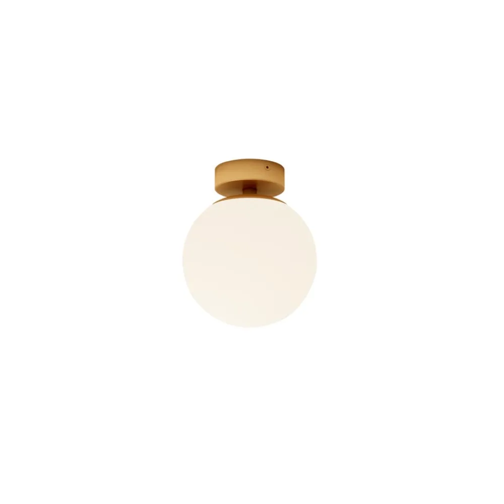 Lucande Loftlamper|Loftlamper > loftslampe Bidolo, messingfarvet, glas, 15 cm, IP44