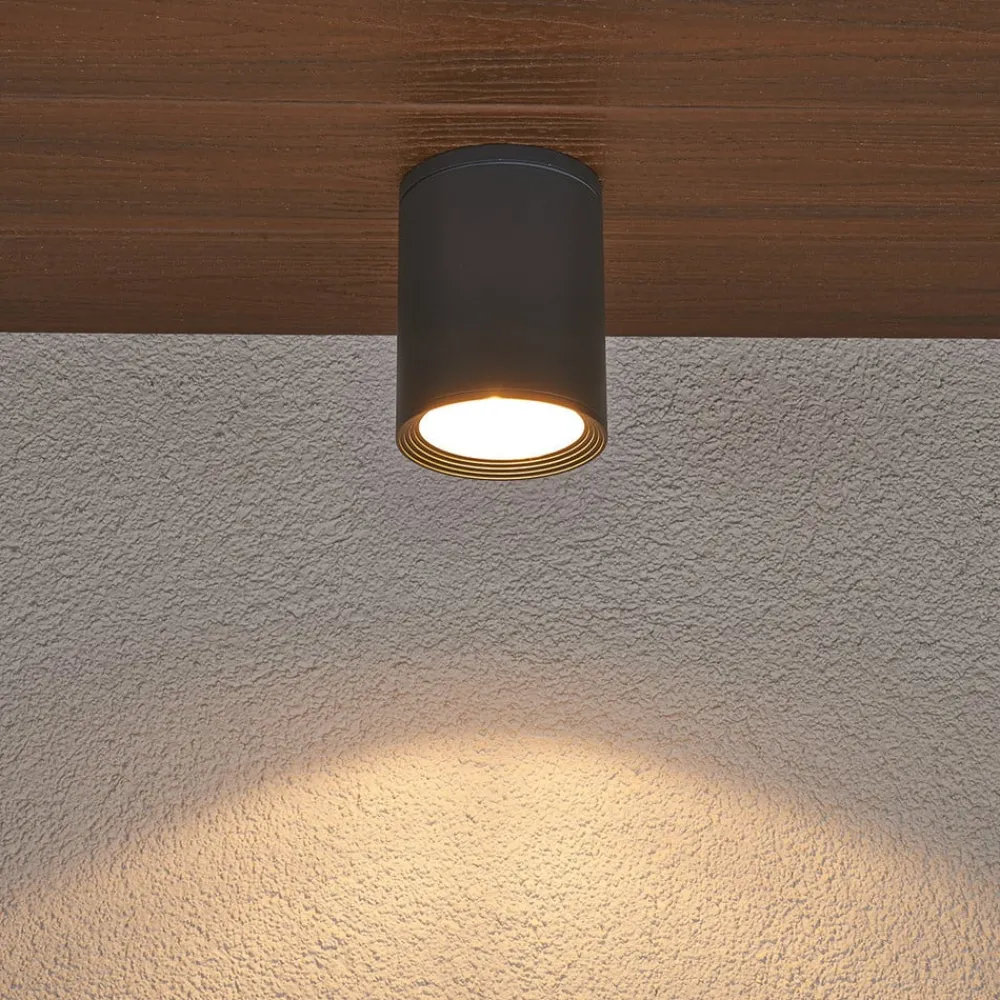 Lucande Terrassebelysning|Udendørs Loftlamper > loftspot Minna, antracit, 14 cm, IP54, E27