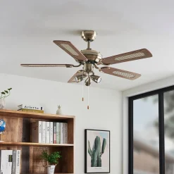 Loftventilatorer ^ Lucande loftventilator med lys Anariki, lydløs, messing