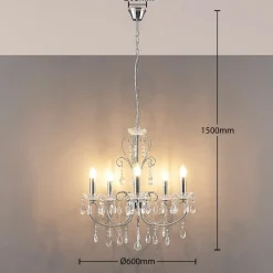 Lucande Lysekroner|Pendellamper > lysekrone Solveig, Ø 60 cm, 5 lyskilder, krom