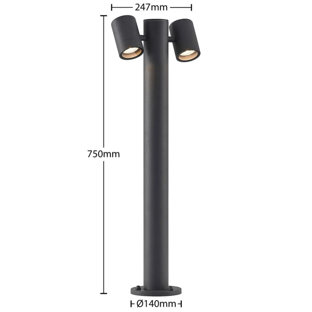 Lucande Terrassebelysning|Gadebelysning > Maloney pullert, 2 lyskilder, 75 cm, antracit