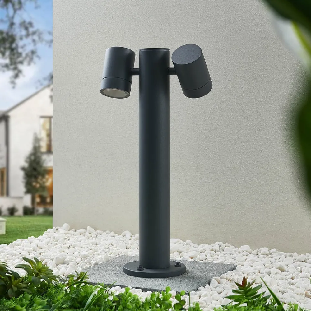 Sokkellamper ^ Lucande Maloney sokkellampe, 50 cm, antracit, IP54