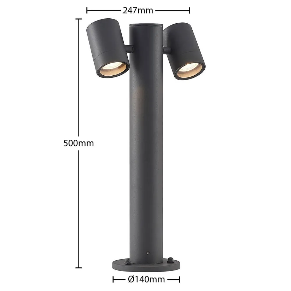 Sokkellamper ^ Lucande Maloney sokkellampe, 50 cm, antracit, IP54