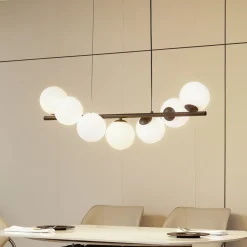 Lucande Pendellamper|Pendellamper > pendel Isandro, sort/opal, 7-lys