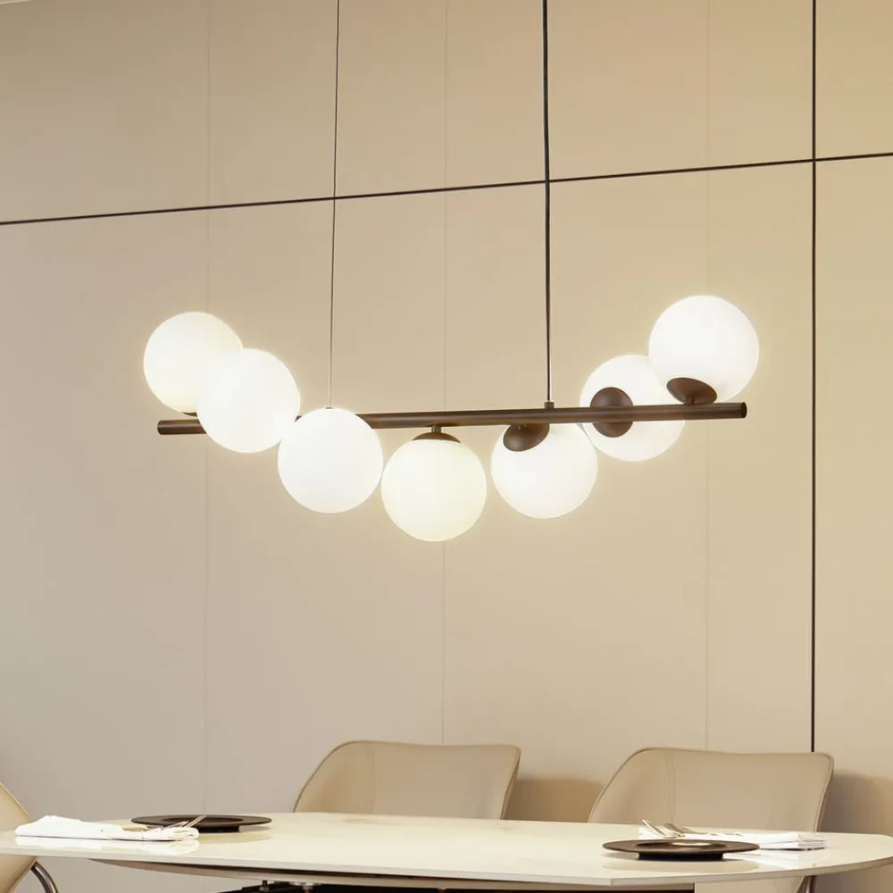 Lucande Pendellamper|Pendellamper > pendel Isandro, sort/opal, 7-lys