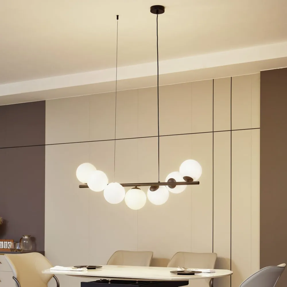 Lucande Pendellamper|Pendellamper > pendel Isandro, sort/opal, 7-lys