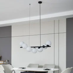 Lucande Pendellamper|Pendellamper > pendel Isandro, sort/opal, 7-lys
