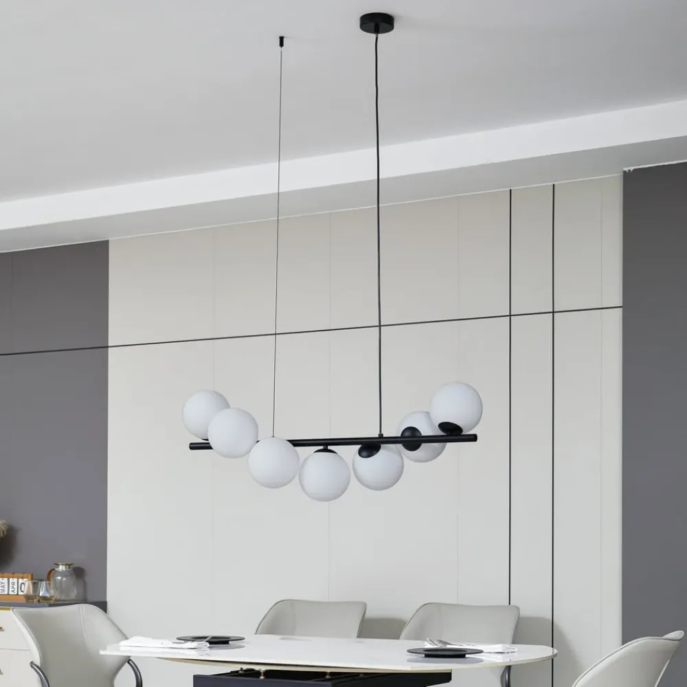 Lucande Pendellamper|Pendellamper > pendel Isandro, sort/opal, 7-lys