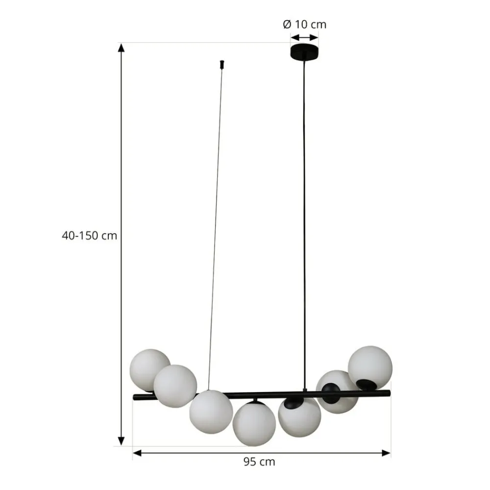 Lucande Pendellamper|Pendellamper > pendel Isandro, sort/opal, 7-lys