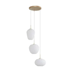 Lucande Pendellamper > -pendel Quinara, 3-lys, opal, glas, Ø 52 cm