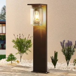 Lucande Terrassebelysning|Gadebelysning > Semka vejlampe, 65 cm, antracit, glas, aluminium