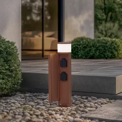 Terrassebelysning|Sokkellamper ^ Lucande sokkellampe Corban, rust, dør, stikkontakter, G9, IP44