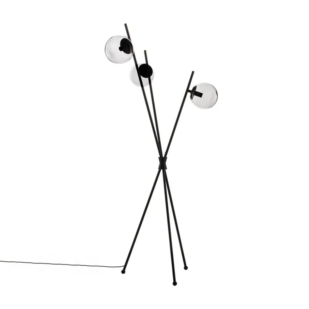 Gulvlamper|Gulvlamper ^ Lucande Sotiana gulvlampe, 3 glaskugler, sort