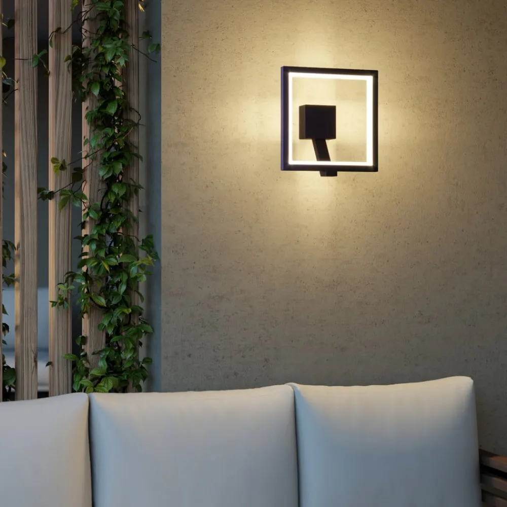 Lucande Væglamper > Square LED-væglampe, antracit, metal, IP65