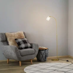 Lucande Gulvlamper|Gulvlamper > Taylan gulvlampe af jern, glasskærm