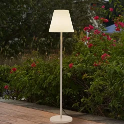 Terrassebelysning ^ Lucande terrasselampe Jaimy, beige, metal, 150 cm, E27