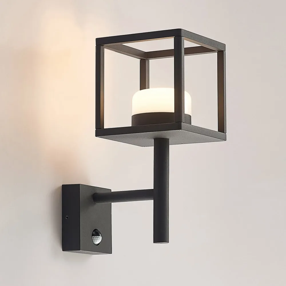 Væglampe Med Sensor ^ Lucande Timio udendørs væglampe, uplight, sensor, GX53, IP44