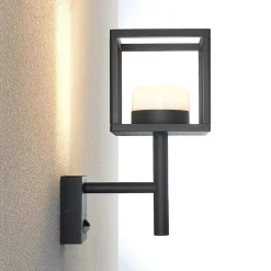 Væglampe Med Sensor ^ Lucande Timio udendørs væglampe, uplight, sensor, GX53, IP44