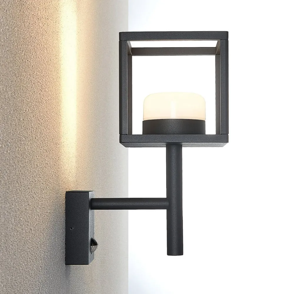 Væglampe Med Sensor ^ Lucande Timio udendørs væglampe, uplight, sensor, GX53, IP44
