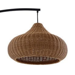 Terrassebelysning ^ Lucande udendørs gulvlampe Taniola, beige, rattan, 195 cm, IP44