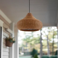 Lucande Terrassebelysning|Udendørs Pendellamper > udendørs hængelampe Taniola, 1 lyskilde, beige, rattan, IP44