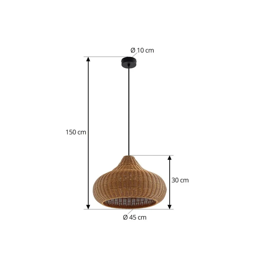 Lucande Terrassebelysning|Udendørs Pendellamper > udendørs hængelampe Taniola, 1 lyskilde, beige, rattan, IP44