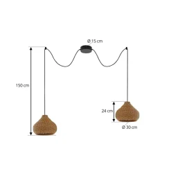 Lucande Udendørs Pendellamper|Terrassebelysning > udendørs hængelampe Taniola, 2 lyskilder, beige, rattan, IP44