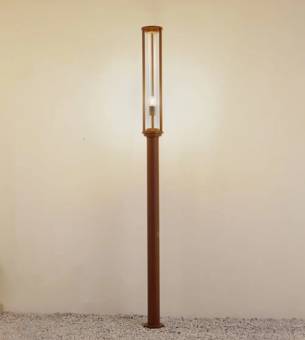Lygtepæle ^ Lucande udendørslampe Alivaro, rustfarvet, 220 cm, E27, IP65