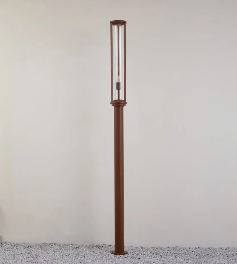 Lygtepæle ^ Lucande udendørslampe Alivaro, rustfarvet, 220 cm, E27, IP65