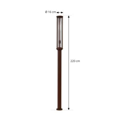 Lygtepæle ^ Lucande udendørslampe Alivaro, rustfarvet, 220 cm, E27, IP65