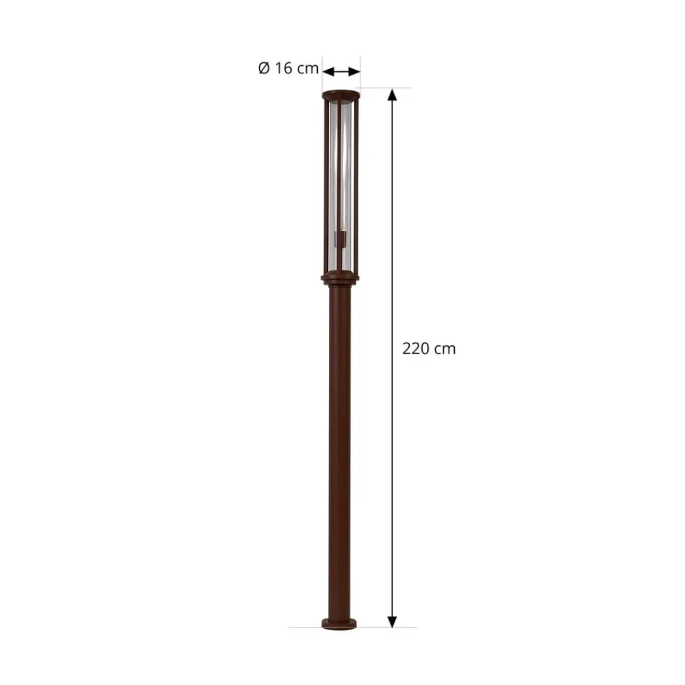 Lygtepæle ^ Lucande udendørslampe Alivaro, rustfarvet, 220 cm, E27, IP65