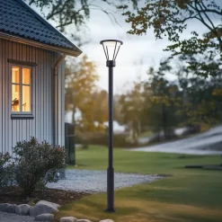 Lucande Lygtepæle > udendørslampe Elario, 222 cm, sort, aluminium