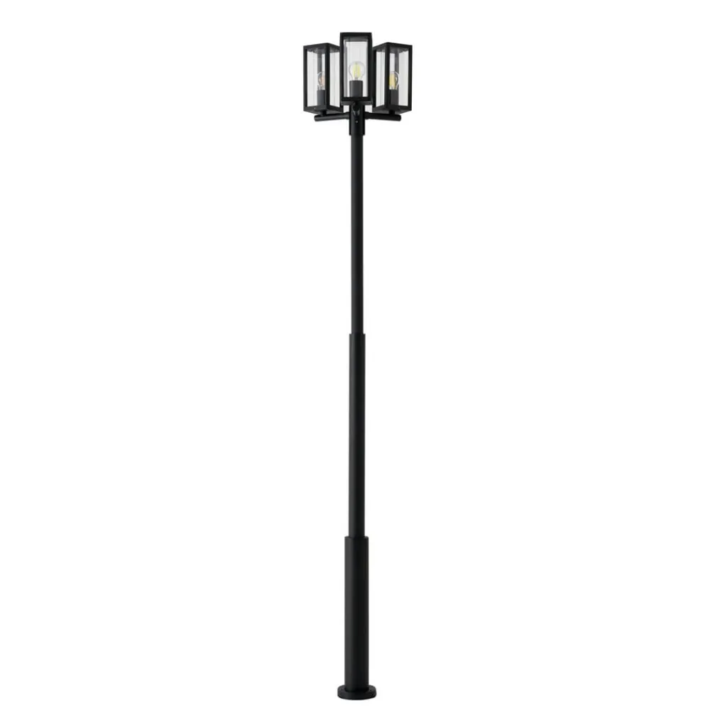 Lucande Lygtepæle > udendørslampe Siveta, 240 cm, 3 lyskilder, sort, E27, IP65